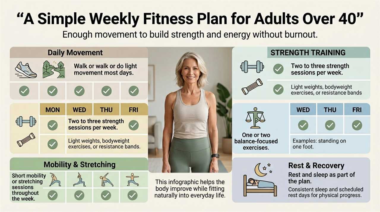 Simple Weekly Fitness Plan: A balanced routine that builds strength, mobility, and recovery without burnout.